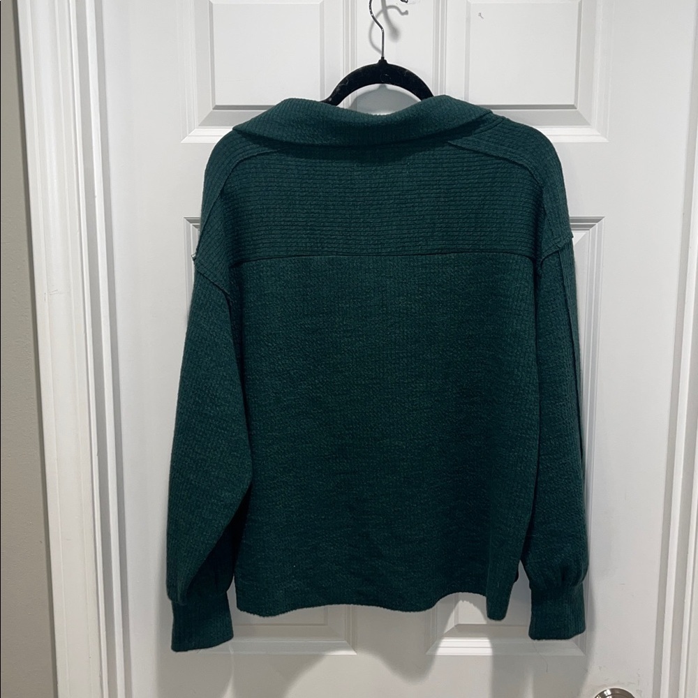 Saltwater Luxe 1/2-Zip Half zip Pullover Juniper green raw edge The Ribbed cozy - Picture 6 of 16